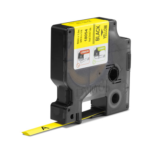 DYMO Rhino Industrial Heat-Shrink Cable Label Tubes | 9 mm x 1.5 m | Black on Yellow | for Rhino Label Makers