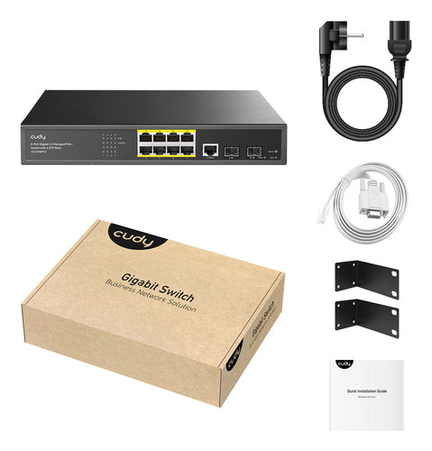 Cudy GS2008PS2 network switch Managed L2 Gigabit Ethernet (10/100/1000) Power over Ethernet (PoE) Black