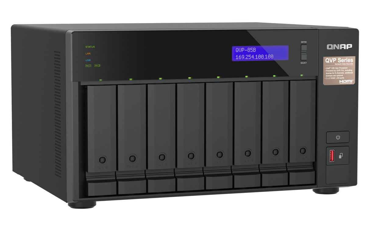 QNAP QVP-85B NAS/storage server Tower Intel® Core™ i5 32 GB DDR4 0 TB QVR Pro Black