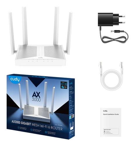 Cudy WR3000E wireless router Gigabit Ethernet Dual-band (2.4 GHz / 5 GHz) White