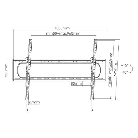 Manhattan Wall Mount for TV & Monitors (Tilt), For screens: 60" to 120", VESA compatibility: all between 50x50mm to 900x600mm - check the dimensions of the four mounting holes on back of screen to ensure it fits, Max 120kg, Black, LFD, Bracket