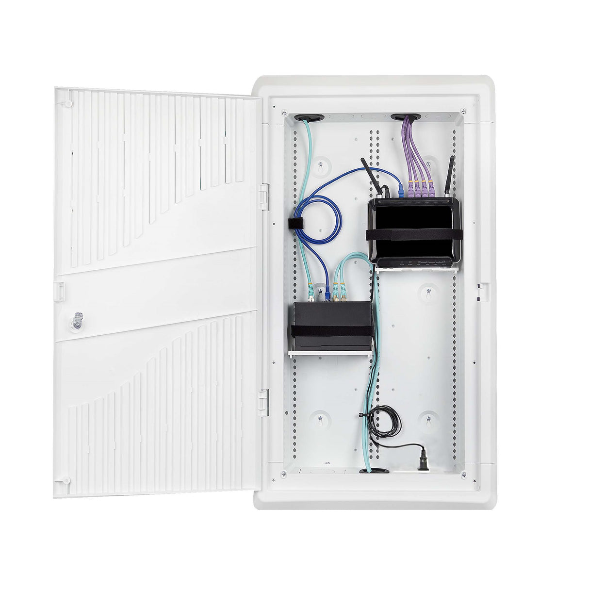 StarTech.com 28-Inch Wall-Mount Media Enclosure, Cable Management Box for Network Distribution, Structured Media Enclosure, Mounting Fixtures/Modules Included