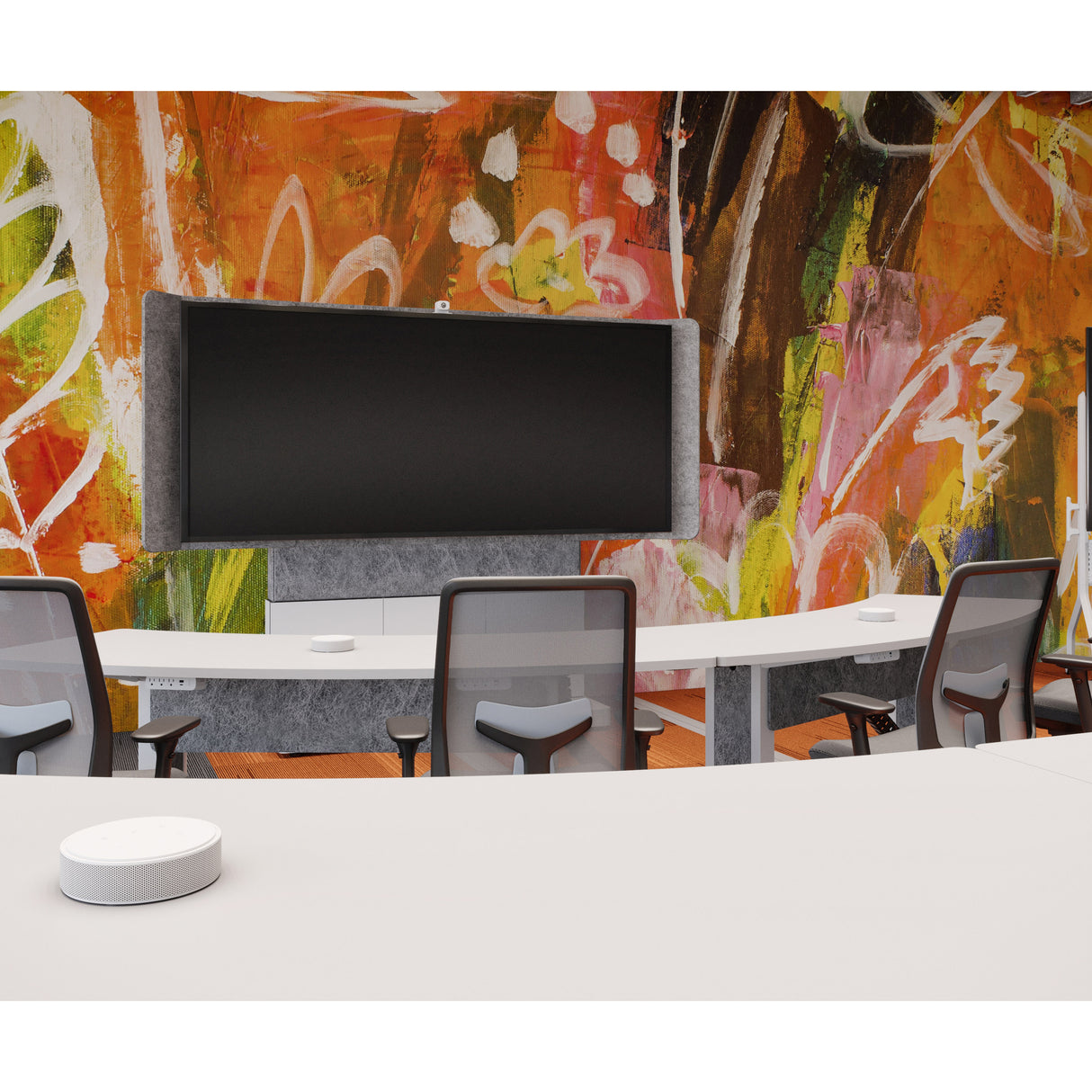 Middle Atlantic ForumTM Floor-to-Wall Mounted 66" (3 Bay) Display Stand for (1) 105" 21:9 Ultra-Wide Display, Light Colorway
