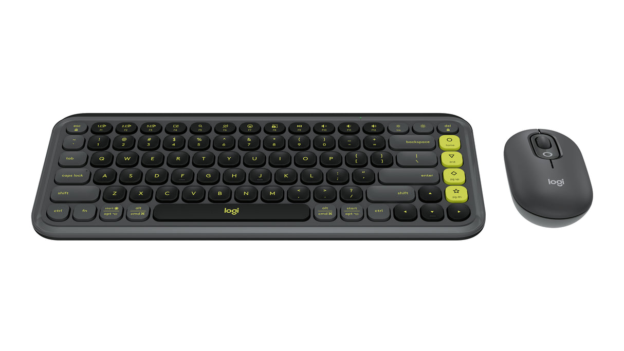 Logitech POP Icon Combo keyboard Mouse included Universal Bluetooth QWERTY English Granite, Green