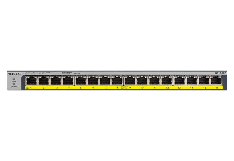 NETGEAR GS116LP Unmanaged Gigabit Ethernet (10/100/1000) Power over Ethernet (PoE) Black