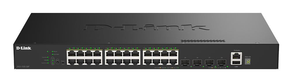 D-Link 28-Port Gigabit Stackable PoE+ Smart Managed Switch with 4 x 10G SFP+ Ports