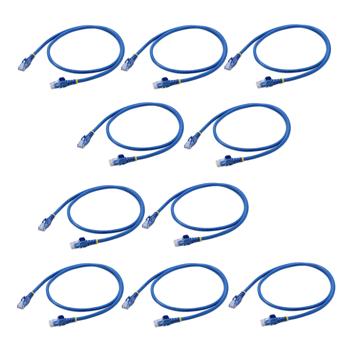 StarTech.com 3 ft. CAT6 Ethernet cable - 10 Pack - Blue CAT6 Patch Cord - Snagless RJ45 Connectors - 24 AWG Copper Wire – UTP Ethernet Cable