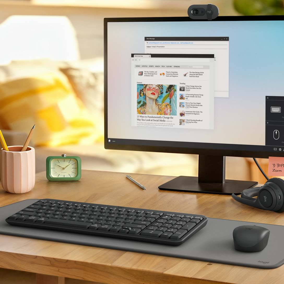 Logitech MK250 Compact Bluetooth Wireless Combo keyboard Mouse included Universal RF Wireless + Bluetooth QWERTY US English Graphite