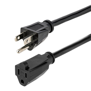 StarTech.com 15ft (4.5m) Heavy Duty Extension Cord, NEMA 5-15R to NEMA 5-15P Black Extension Cord, 15A 125V, 14AWG, Heavy Gauge Extension Power Cable, NEMA 5-15R to NEMA 5-15P AC Power Cord