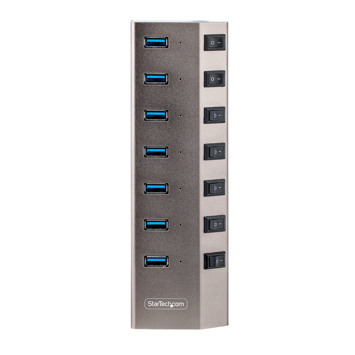 StarTech.com 7 Port Self-Powered USB C Hub with Individual On/Off Switches, USB 3.0 (5Gbps) Expansion Hub with Power Supply, Desktop Laptop USB-C to USB-A Splitter