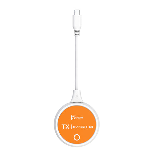 j5create JVAW62 ScreenCast USB-C® Wireless Display HDMI™ Extender, White and Orange