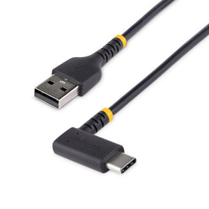 StarTech.com 1ft (30cm) USB-A to USB-C Fast Charging Cable, Rugged, Right-Angled, Charge & Sync, 3A, USB 2.0, TPE Jacket and Aramid Fiber - USB Charging Cord