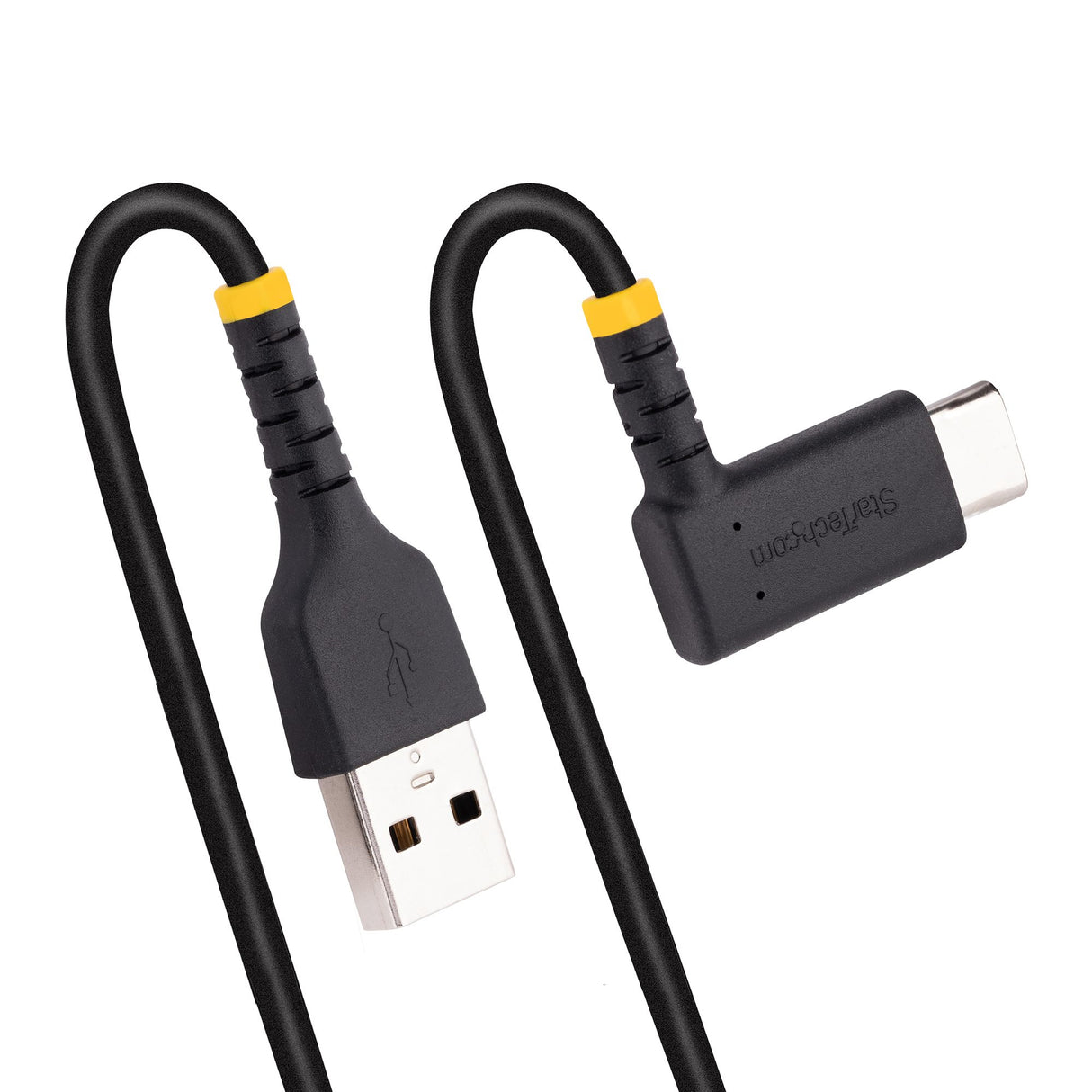 StarTech.com 1ft (30cm) USB-A to USB-C Fast Charging Cable, Rugged, Right-Angled, Charge & Sync, 3A, USB 2.0, TPE Jacket and Aramid Fiber - USB Charging Cord
