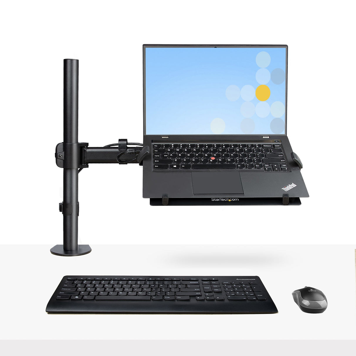 StarTech.com Laptop Desk Mount - Monitor and Laptop Mount - Displays up to 34" (17.6lb/8kg) & Laptops (4.5kg/9.9lb) - Articulating VESA Laptop Tray Arm - Clamp / Grommet Mount