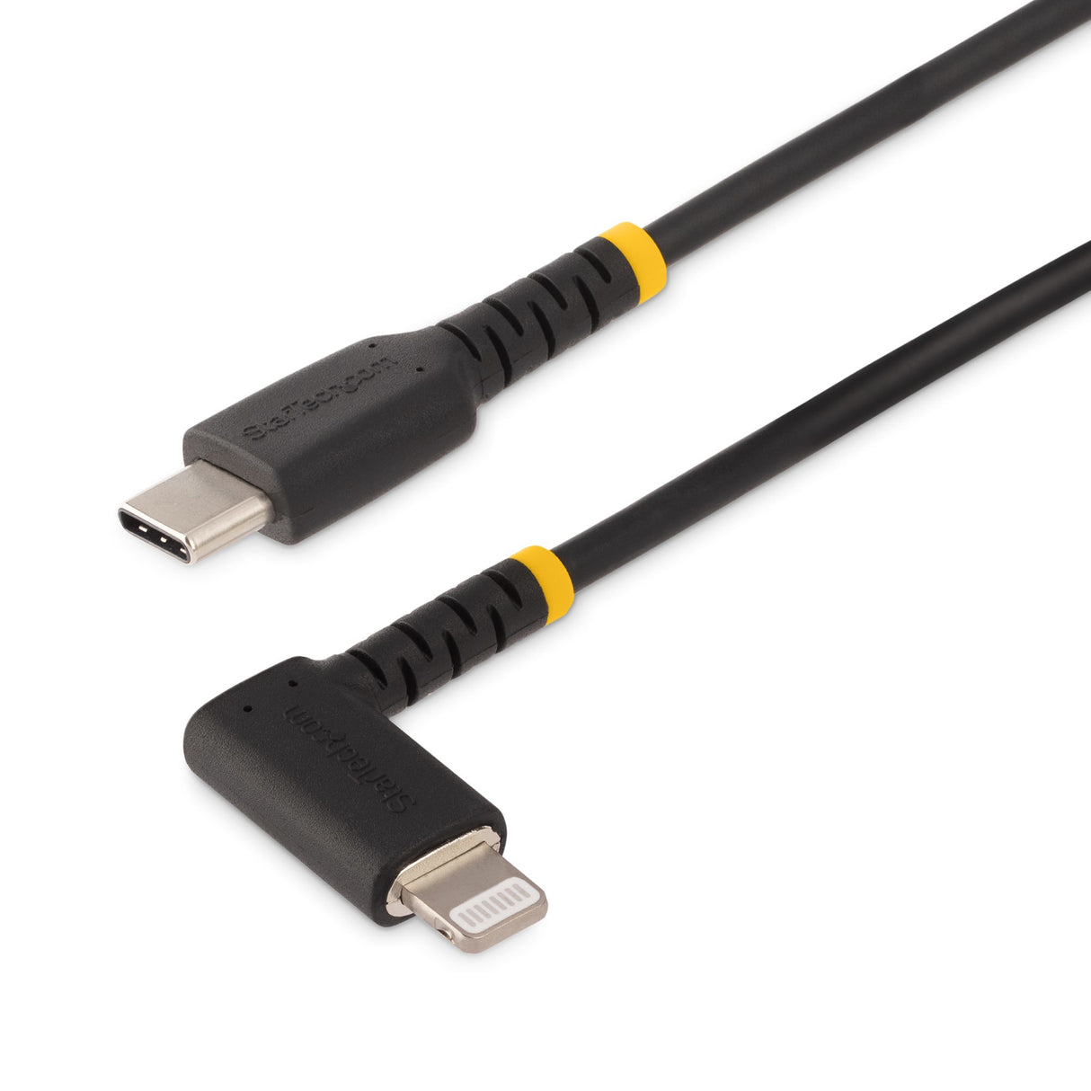 StarTech.com 3ft (1m) Durable USB-C to Lightning Cable - Right-Angled Heavy Duty Aramid Fiber USB Type-C to Lightning Charging/Sync Cord - Apple MFi Certified - Rugged iPhone Lightning Cable