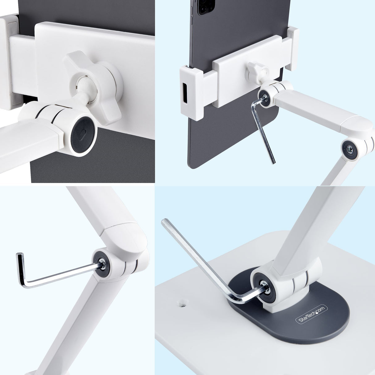 StarTech.com Adjustable Tablet Stand for Desk - Wall Mountable - Capacity 2.2lb (1kg) - Ergonomic Articulating Universal Tablet Stand - Tablet Holder for Desk Pivot/Swivel/Rotate