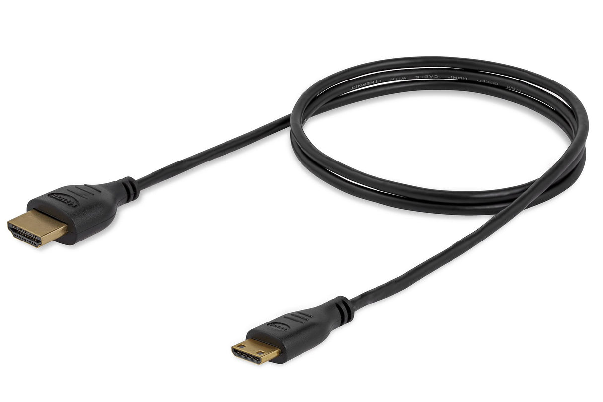StarTech.com 3ft (91cm) Mini HDMI to HDMI Cable with Ethernet - 4K 30Hz High Speed Slim Mini HDMI to HDMI Adapter Cable - Mini HDMI Type-C Device to HDMI Monitor/Display - Video Converter Cord