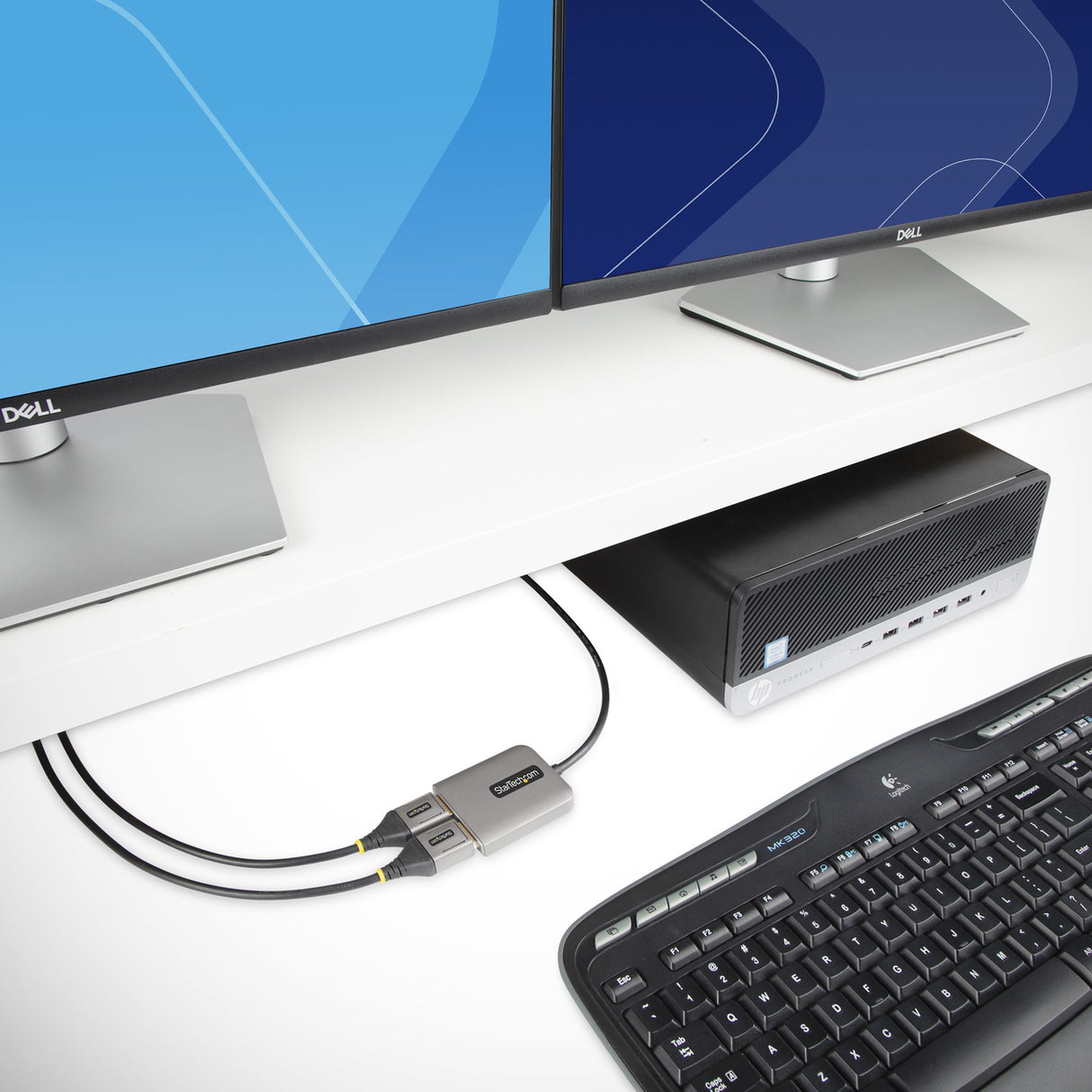 StarTech.com Dual-Monitor DisplayPort 1.4 Splitter, DisplayPort to 2x DP Multi-Monitor Adapter, Dual 5K 60Hz Computer MST Hub, Extra-Long Built-in Cable - Windows Only