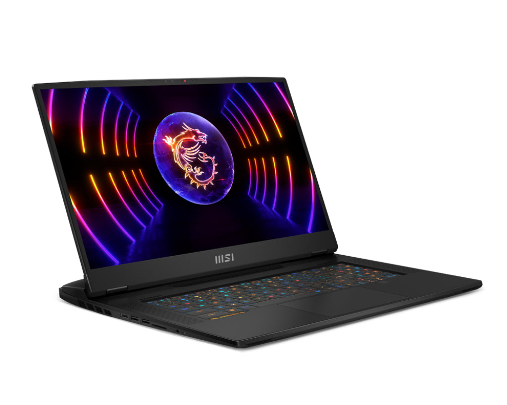 MSI Gaming GT77HX 13VH-046US Titan Intel® Core™ i9 i9-13980HX Laptop 43.9 cm (17.3") 4K Ultra HD 64 GB DDR5-SDRAM 2 TB SSD NVIDIA GeForce RTX 4080 Wi-Fi 6E (802.11ax) Windows 11 Pro Black