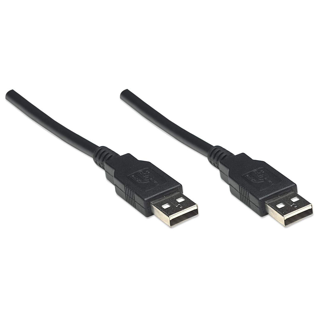 Manhattan USB-A to USB-A Cable, 1.8m, Male to Male, Black, 480 Mbps (USB 2.0), Equivalent to USB2AA2M (except 20cm shorter), Hi-Speed USB, Lifetime Warranty, Polybag