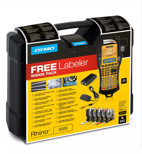DYMO RHINO Industrial Label Maker | 5200 Label MakerTime-Saving Hot KeysPrints FastDurable Label Maker For Job Sites and Heavy-Duty Labeling Jobs (ANZ Type I Plug)