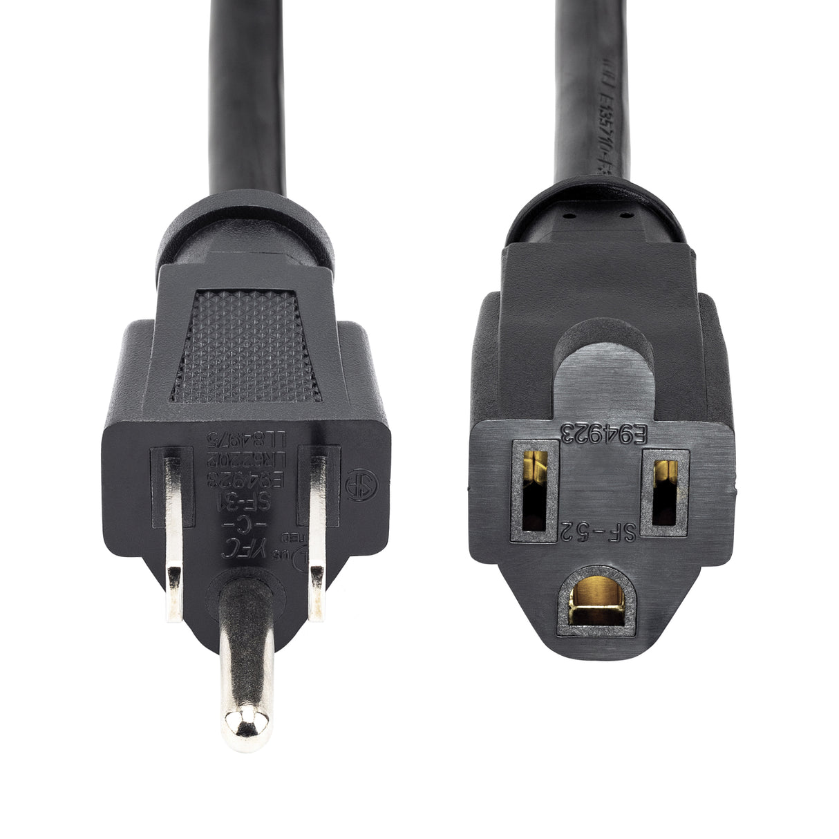 StarTech.com 10ft (3m) Power Extension Cord, NEMA 5-15R to NEMA 5-15P Black Extension Cord, 13A 125V, 16AWG, Outlet Extension Power Cable, NEMA 5-15R to NEMA 5-15P AC Computer Power Cord - UL Listed