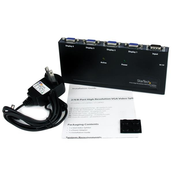 StarTech.com 4 Port High Resolution VGA Video Splitter - 350 MHz - TAA