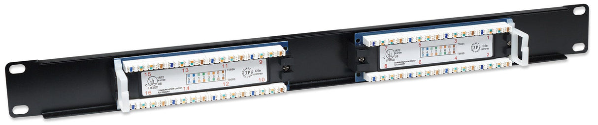 Intellinet Patch Panel, Cat5e, UTP, 16-Port, 1U, Black