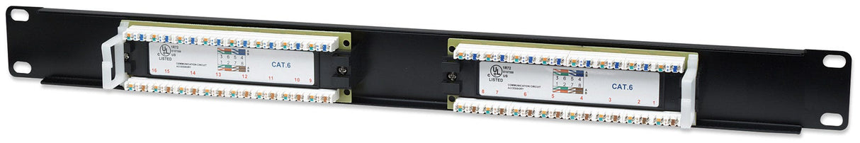 Intellinet Patch Panel, Cat6, UTP, 16-Port, 1U, Black