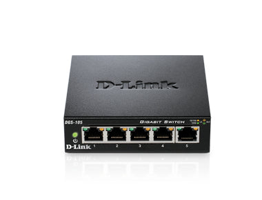 D-Link DGS-105 network switch Unmanaged L2 Gigabit Ethernet (10/100/1000) Desktop Black