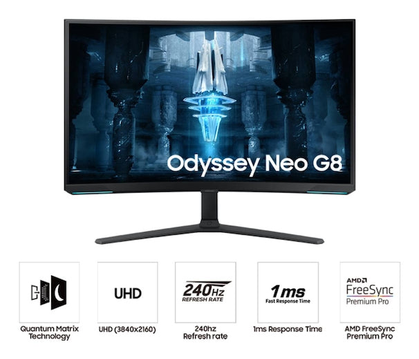 Samsung LS32BG852NNXGO computer monitor 81.3 cm (32") 3840 x 2160 pixels 4K Ultra HD LCD Black, White