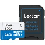 LEXAR 32GB HIGH-PERFORMANCE 300X MICROSDHC/MICROSDXC UHS-I W/ ADAPTER