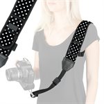 ACCESSORY POWER USA Gear Black DSLR Camera Shoulder Strap Sling with Padded Neoprene Polka Dot