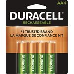DURACELL RECHARGEABLE AA Nickel Metal Hydride Battery PACK OF 4