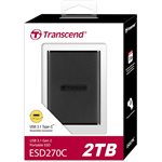 Transcend 2TB, External SSD, ESD270C, USB 3.1 Gen 2, Type C
