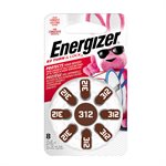Energizer Hearing Aid Batteries Size 312, Brown Tab, 8 Pack