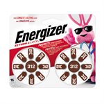 Energizer Hearing Aid Batteries Size 312, Brown Tab, 16 Pack