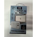 Trendy Techs Gadgets USB-PD 20W 2-Port USB-A and USB-C Wall Charger - White - ENG PKG