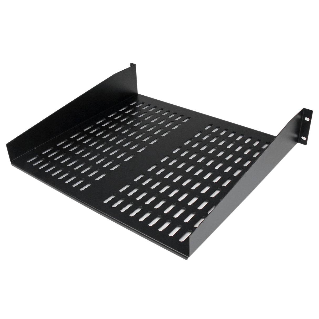 StarTech.com 2U Server Rack Shelf - Universal Vented Rack Mount Cantilever Tray for 19" Network Equipment Rack & Cabinet - Heavy Duty Steel - Weight Capacity 50lb/23kg - 16" Deep Shelf, Black - TAA