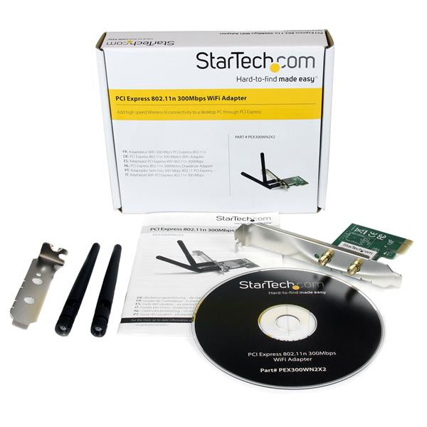 StarTech.com PCI Express Wireless N Adapter - 300 Mbps PCIe 802.11 b/g/n Network Adapter Card – 2T2R 2.2 dBi