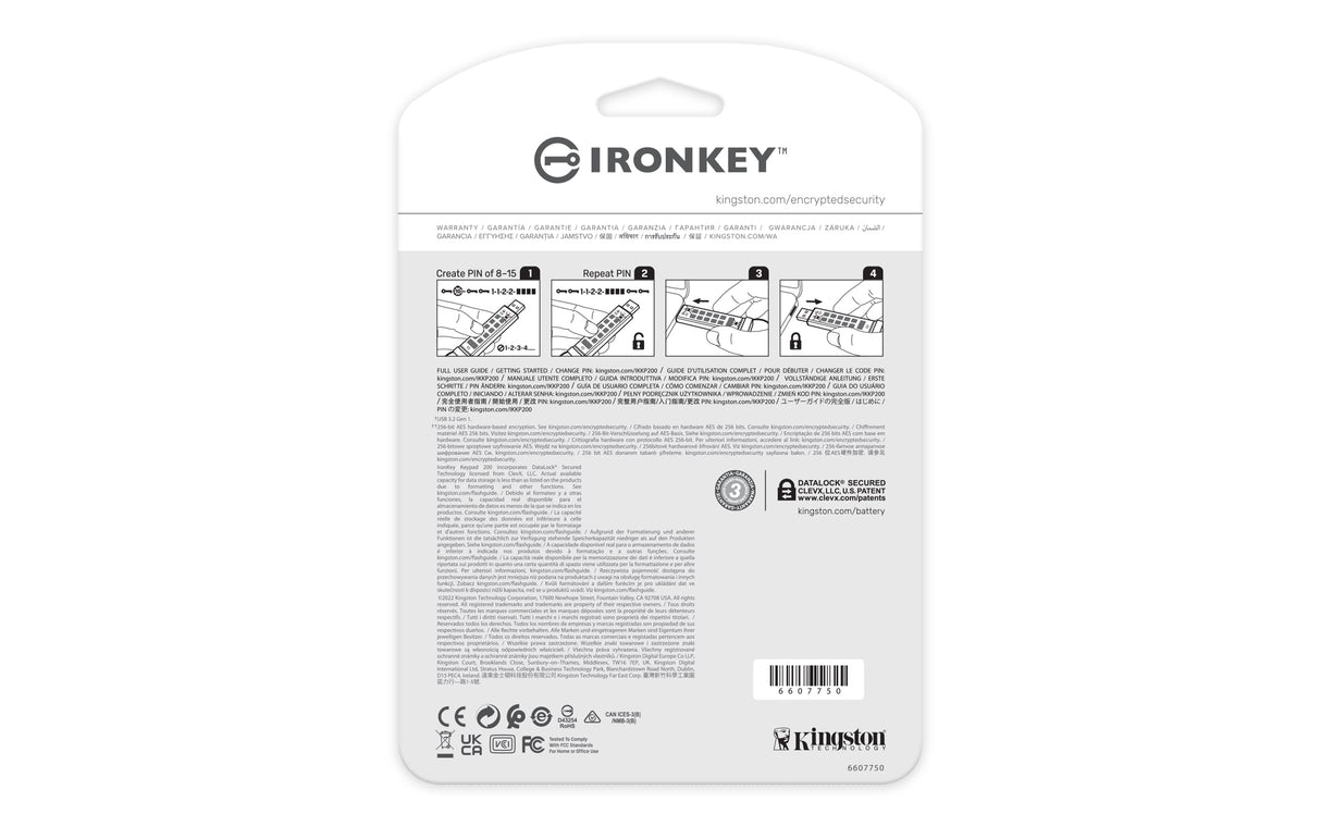 Kingston Technology IronKey 32GB Keypad 200, FIPS 140-3 Lvl 3 AES-256 Hardware Encrypted