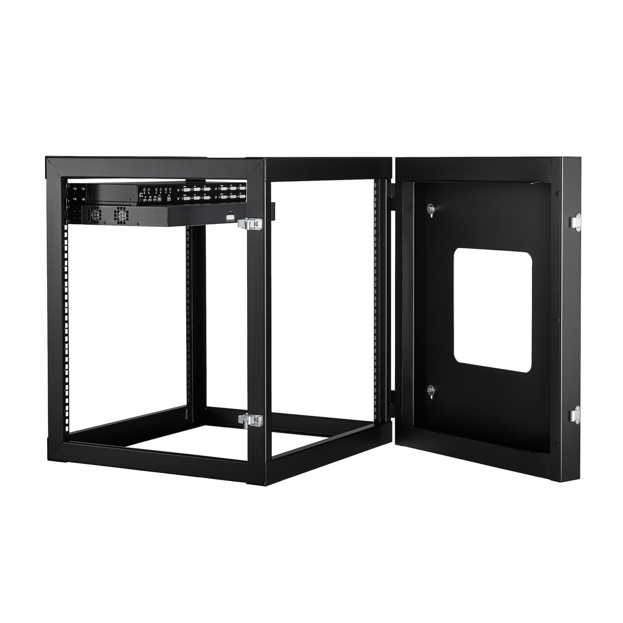 StarTech.com 4-Post 12U Hinged Wall-Mount Network Rack, 19" Open Frame Server Rack with 19.8in Mounting Depth, Wall Mount Swing Out Data Rack for IT / AV / Patch Panel / Computer Equipment