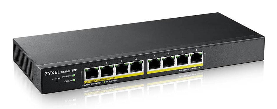 Zyxel GS1915-8EP network switch Managed L2 Gigabit Ethernet (10/100/1000) Power over Ethernet (PoE) Black