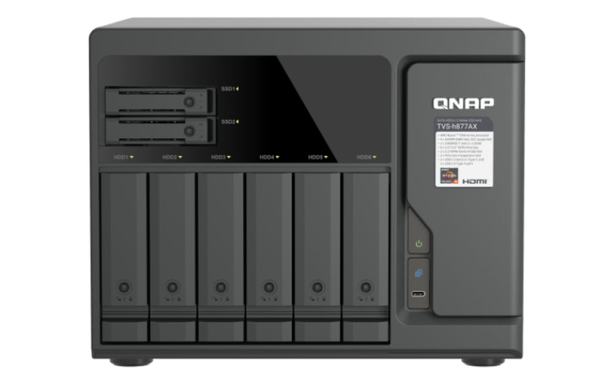 QNAP TVS-H877AX NAS Tower AMD Ryzen™ 5 16 GB DDR5 QNAP QTS Black