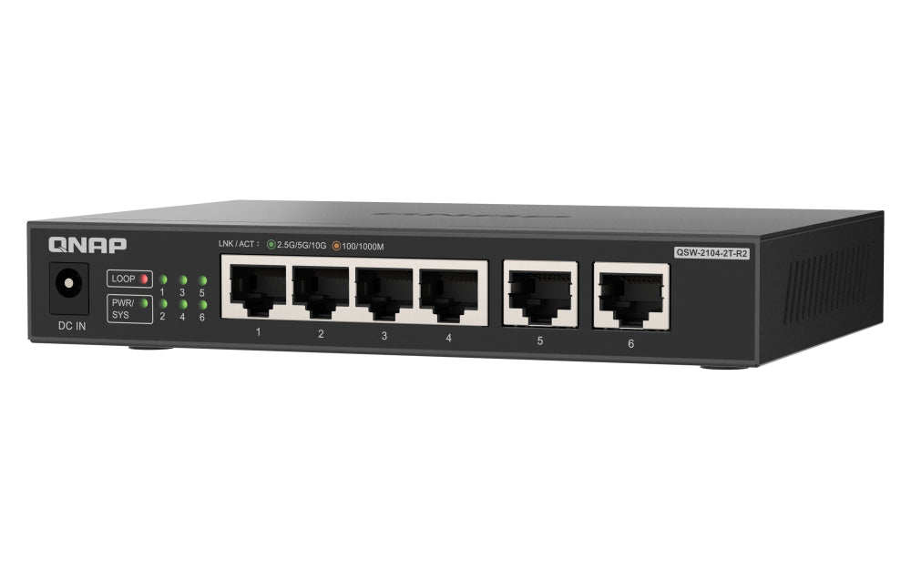 QNAP QSW-2104-2T-R2 network switch Unmanaged 10G Ethernet (100/1000/10000) Desktop Black