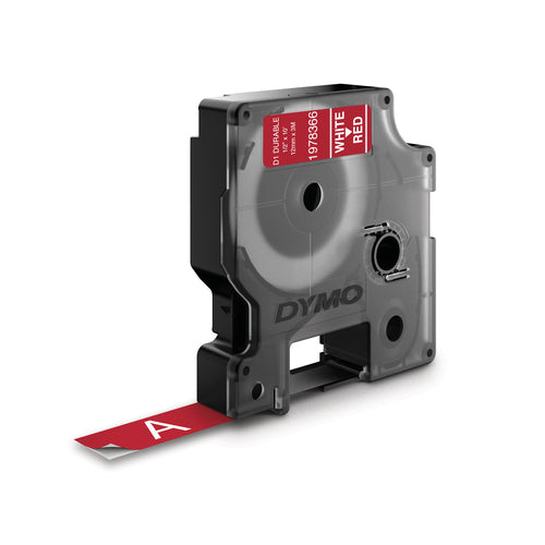 DYMO Authentic D1 Durable Labels | Black Print on Red Tape | 12 mm x 3 m | Labelling Tape for LabelManager Label Makers