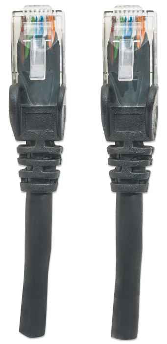 Intellinet Network Patch Cable, Cat6, 3m, Black, CCA, U/UTP, PVC, RJ45, Gold Plated Contacts, Snagless, Booted, Lifetime Warranty