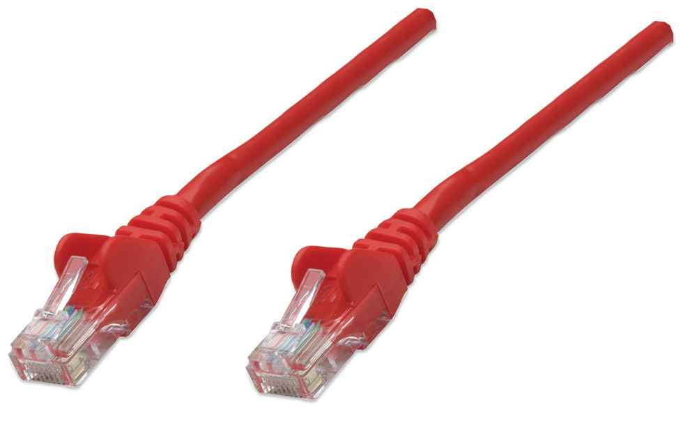 Intellinet Network Patch Cable, Cat6, 0.5m, Red, CCA, U/UTP, PVC, RJ45, Gold Plated Contacts, Snagless, Booted, Lifetime Warranty