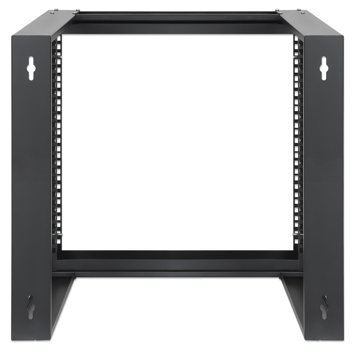 Intellinet 19" Wall Mount Open Frame Network Rack, 9U, Front-hinged Swing Frame Flat Pack, 2-Post, 17.7 in. Depth, Black RAL 9004