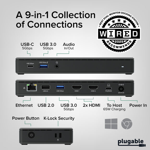 Plugable Technologies UD-MSTH2 laptop dock/port replicator Wired USB 3.2 Gen 2 (3.1 Gen 2) Type-C Black